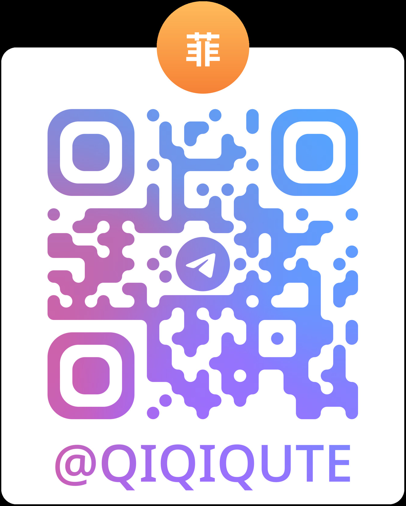 Telegram 二维码，账号 @qiqiqute